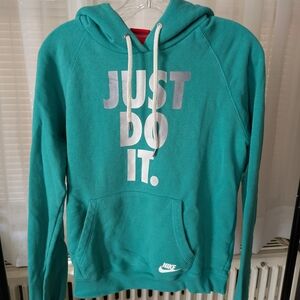 Nike Teal Hoodie with Slogan